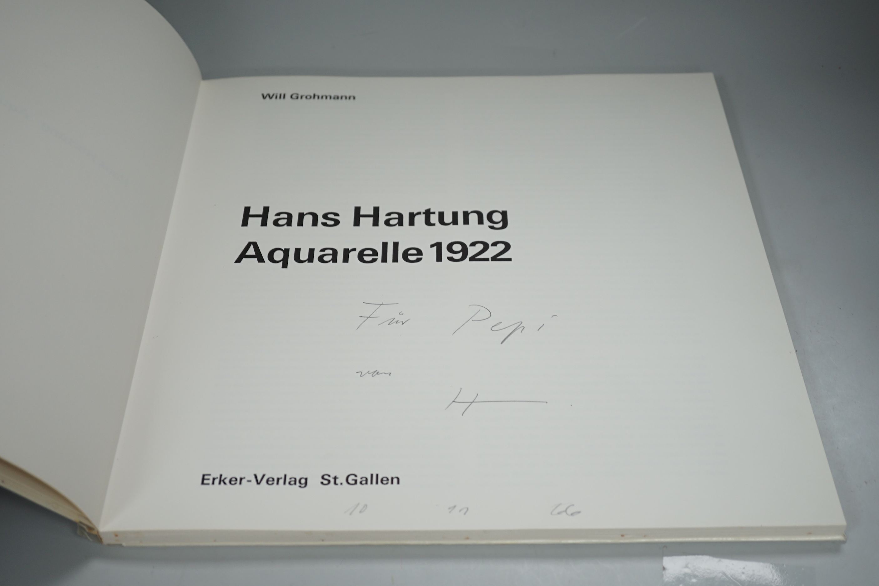 Hans Hartung, book of his watercolours, published 1966 signed and inscribed